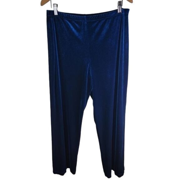 Elementz Women's Blue Velour Wide Leg Pull On Pants size L - Picture 1 of 6